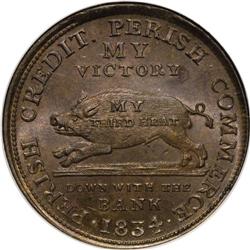 1834 Andrew Jackson Running Boar Token, Low-8, Rulau-HT 