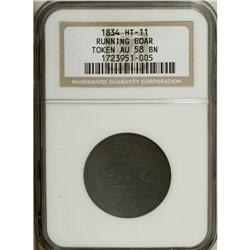 1834 Running Boar AU58 NGC, Low-10, Rulau-HT-11, a brie 