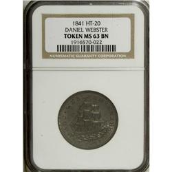 1841 Daniel Webster, Low-62, HT-20, MS63 Brown NGC. Cop 