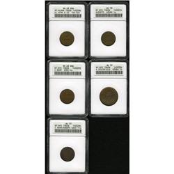 Five Civil War Merchant Tokens ANACS 
