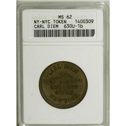 Undated Carl Diem, New York, NY, MS62 ANACS, Fuld-NY630 