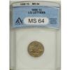 1858 1C Large Letters MS64 ANACS. High Leaves, Closed 