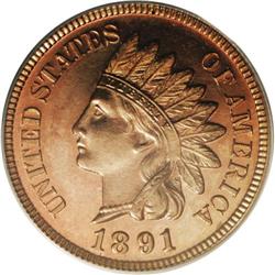 1891 1C PR65 Red Cameo PCGS. Fully reflective fields h 