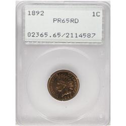 1892 1C PR65 Red PCGS. Bright orange-gold surfaces are 