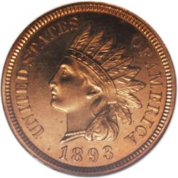 1893 1C PR65 Red Cameo NGC. The red-orange surfaces of 