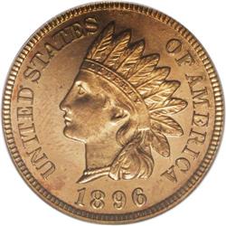 1896 1C PR65 Red Cameo PCGS. A cameo-like effect is es 