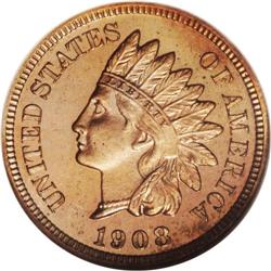 1908 1C PR66 Red Cameo NGC. Consistent peach color con 