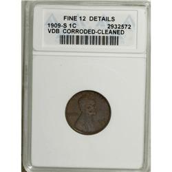 1909-S VDB 1C --Corroded, Cleaned--ANACS. Fine 12 Detai 