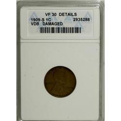 1909-S VDB 1C --Damaged--ANACS. VF30 Details. Well deta 