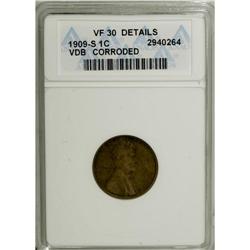 1909-S VDB 1C --Corroded--ANACS. VF30 Details. Even hig 