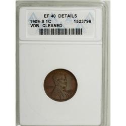 1909-S VDB 1C --Cleaned--ANACS. XF40 Details. Unnatural 