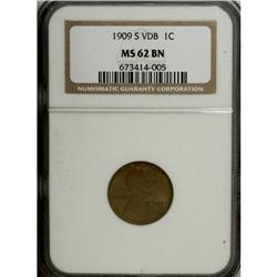 1909-S VDB 1C MS62 Brown NGC. Medium-brown with hints 