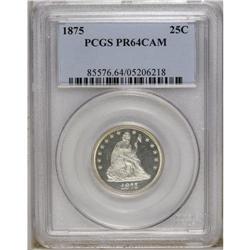 1875 25C PR64 Cameo PCGS. Choice and deeply reflective 