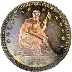 1880 25C PR66 PCGS. Only 14,955 quarters were struck i 