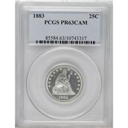 1883 25C PR63 Cameo PCGS. A pleasing Cameo Proof that 