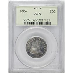 1884 25C PR62 PCGS. Freckled golden-brown, slate-gray, 
