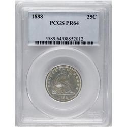 1888 25C PR64 PCGS. Lustrous and glowing, with conside 