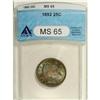 Image 1 : 1892 25C MS65 ANACS. Type Two Reverse. Beautiful multi 
