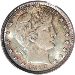 1892 25C MS67 PCGS. Type One Reverse. Only a few other 