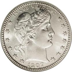 1907-D 25C MS66 NGC. This strongly lustrous Premium Ge 