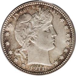 1911-D 25C MS64 PCGS. Well struck overall with a few a 