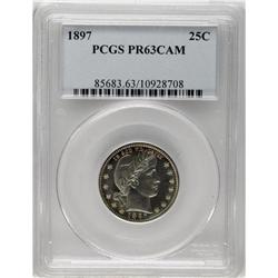 1897 25C PR63 Cameo PCGS. Golden peripheral toning add 