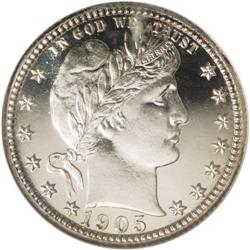 1905 25C PR67 Cameo NGC. This impressive and essential 