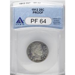 1912 25C PR64 ANACS. Moderately reflective beneath ele 