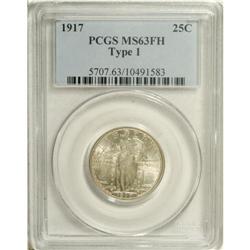 1917 25C Type One MS63 Full Head PCGS. Sharply struck 
