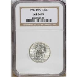 1917 25C Type One MS64 Full Head NGC. Choice and highl 