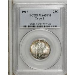 1917 25C Type One MS65 Full Head PCGS. A boldly impres 