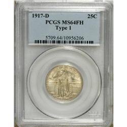 1917-D 25C Type One MS64 Full Head PCGS. A boldly stru 