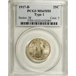 1917-D 25C Type One MS65 Full Head PCGS. Highly lustro 