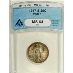 1917-S 25C Type One MS64 Full Head ANACS. The attracti 