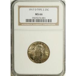 1917-D 25C Type Two MS66 NGC. Aside from minor weaknes 