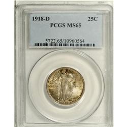 1918-D 25C MS65 PCGS. The silver-gray centers merge in 