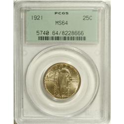 1921 25C MS64 PCGS. This low mintage quarter is gently 
