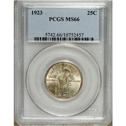 1923 25C MS66 PCGS. Highly lustrous surfaces display a 