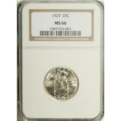 1923 25C MS66 NGC. Highly lustrous with occasional wis 