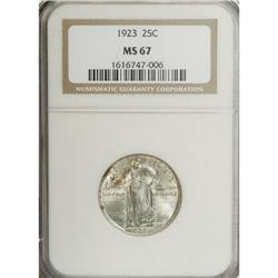 1923 25C MS67 NGC. The nearly immaculate fields are la 
