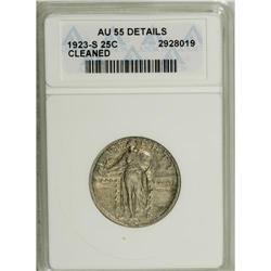 1923-S 25C --Cleaned--ANACS. AU55 Details. Chestnut and 