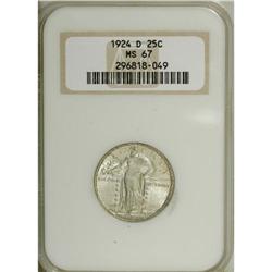 1924-D 25C MS67 NGC. Silvery surfaces with just a hint 