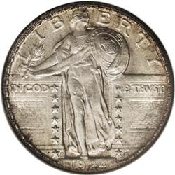 1924-D 25C MS65 Full Head NGC. Glints of silver-gold o 