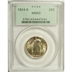 1924-S 25C MS63 PCGS. Tawny-gold and powder-blue endow 