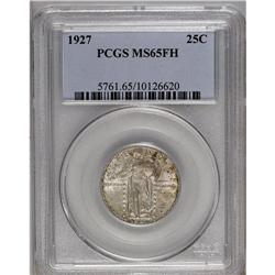 1927 25C MS65 Full Head PCGS. Olive and dark red patin 