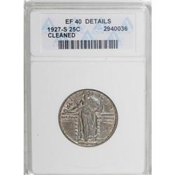 1927-S 25C --Cleaned--ANACS. XF40 Details. A nicely det 