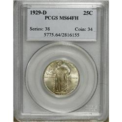1929-D 25C MS64 Full Head PCGS. Barely discernible fre 