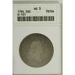 1794 50C AG3 ANACS. O-101, High R.3. Sky-blue and hone 