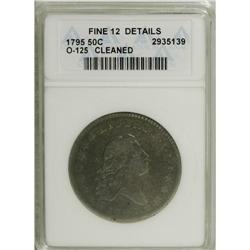 1795 50C 2 Leaves--Cleaned--ANACS. Fine 12 Details. O- 
