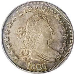 1806 50C Pointed 6, Stem AU58 PCGS. O-115, R.1. A crac 